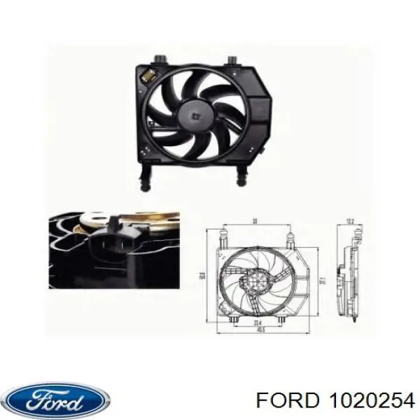 1111524 Ford дифузор радіатора охолодження, в зборі з двигуном і крильчаткою
