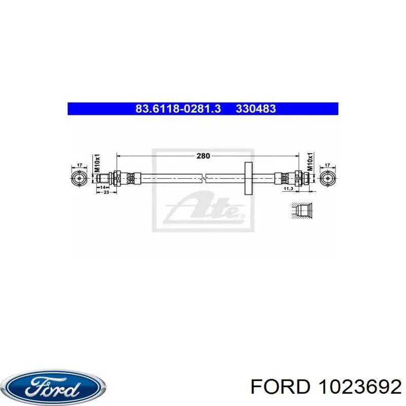 Купити 1023692 Ford Шланг гальмівний задній
