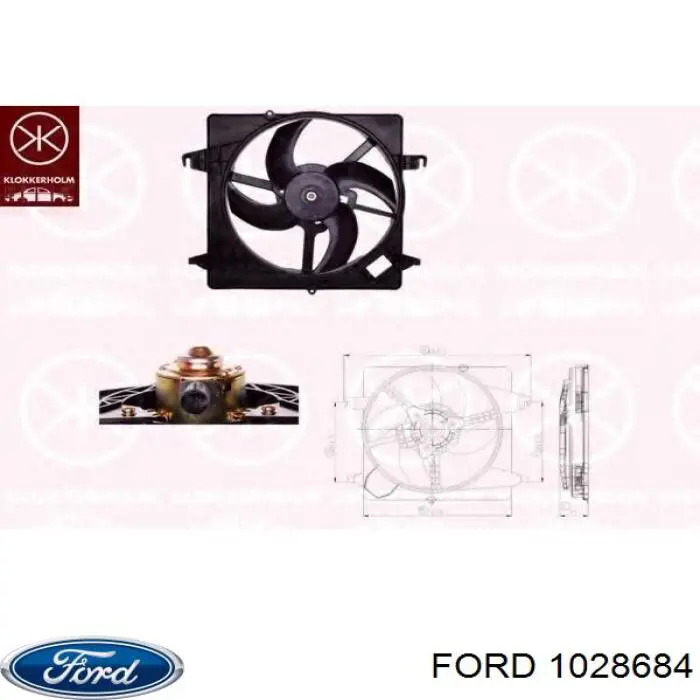 1028684 Ford дифузор радіатора охолодження, в зборі з двигуном і крильчаткою