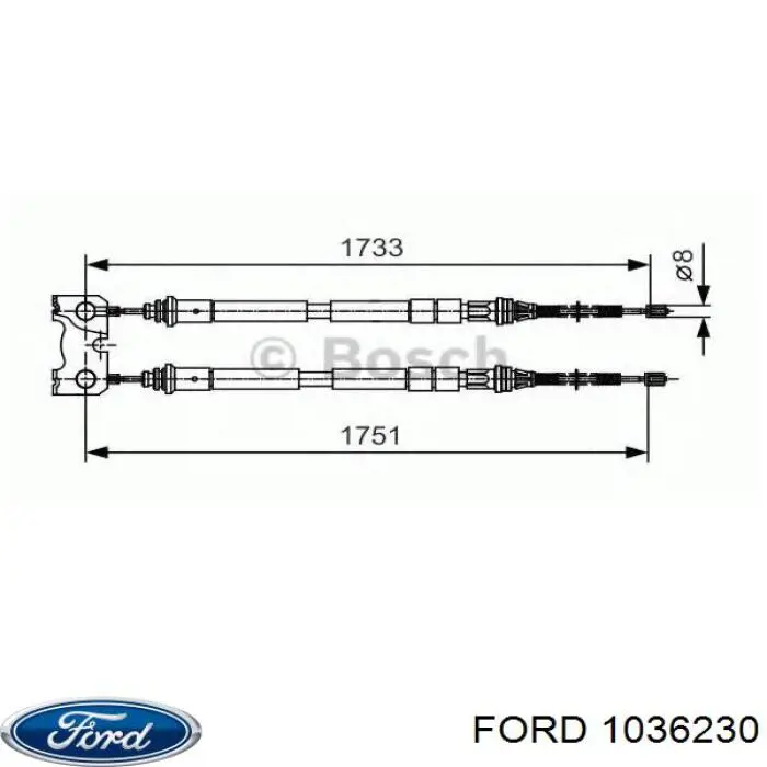 7402914 Ford трос ручного гальма задній, правий/лівий