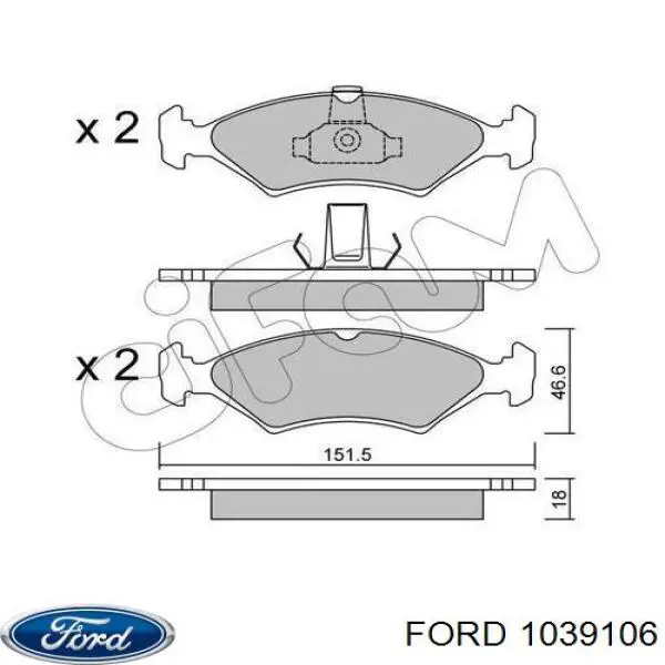 Гальмівні колодки Ford 1039106 ціна, від 15.09 USD