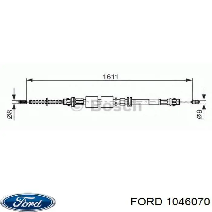 Трос ручного гальма задній, правий/лівий 1046070 Ford