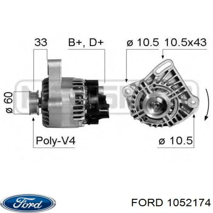 1052174 Ford механізм склопідіймача двері передньої, правої