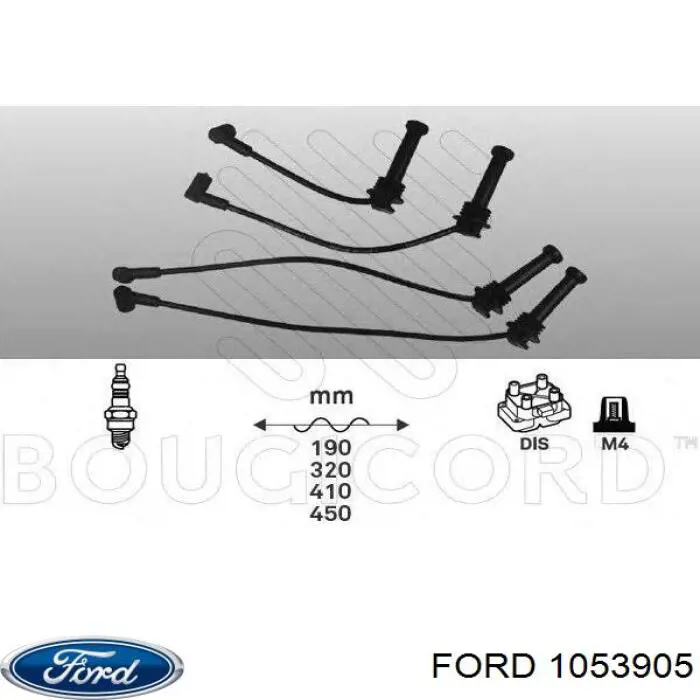 1053905 Ford кабель високовольтний, циліндр №2
