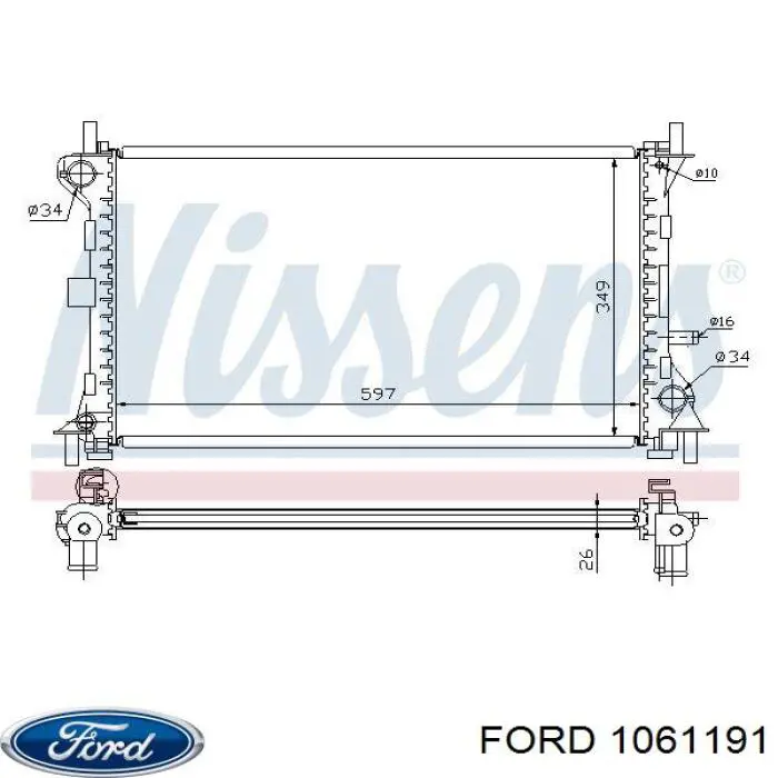 1061191 Ford радіатор охолодження двигуна