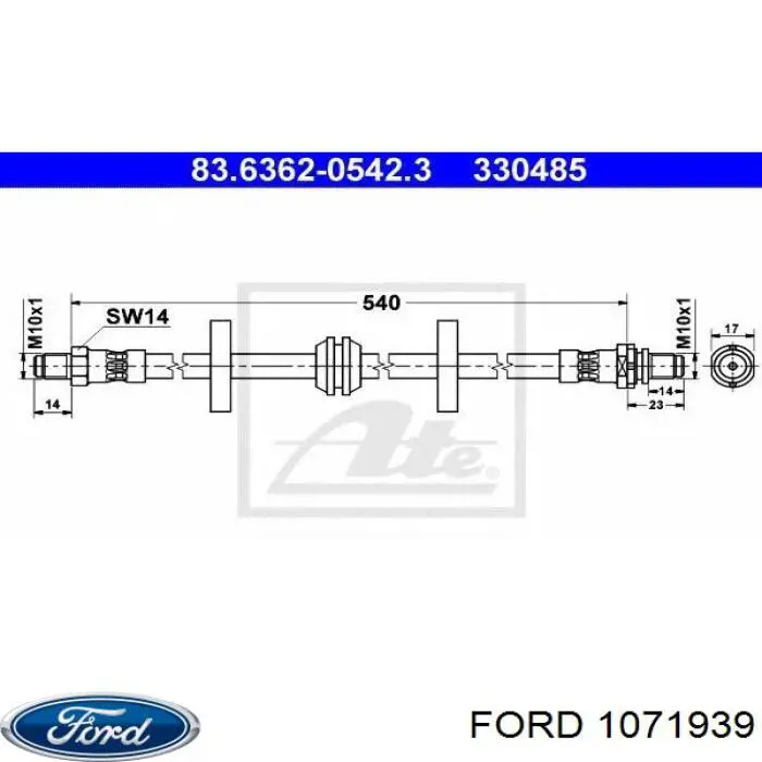 Купити 1071939 Ford Шланг гальмівний задній