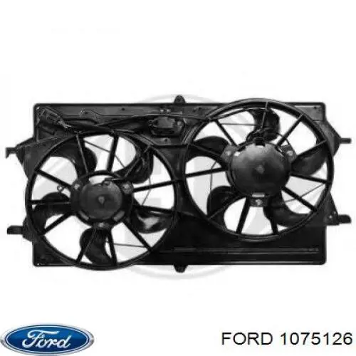 1075126 Ford дифузор радіатора охолодження, в зборі з двигуном і крильчаткою