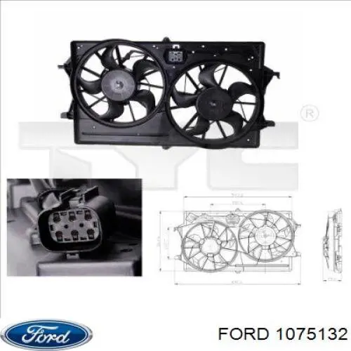Купити 1075132 Ford Дифузор радіатора охолодження, в зборі з двигуном і крильчаткою