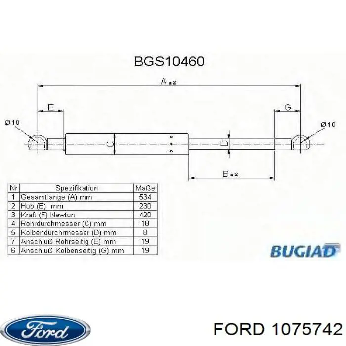 Амортизатор двері задньої Ford 1075742 ціна, від 5.37 USD