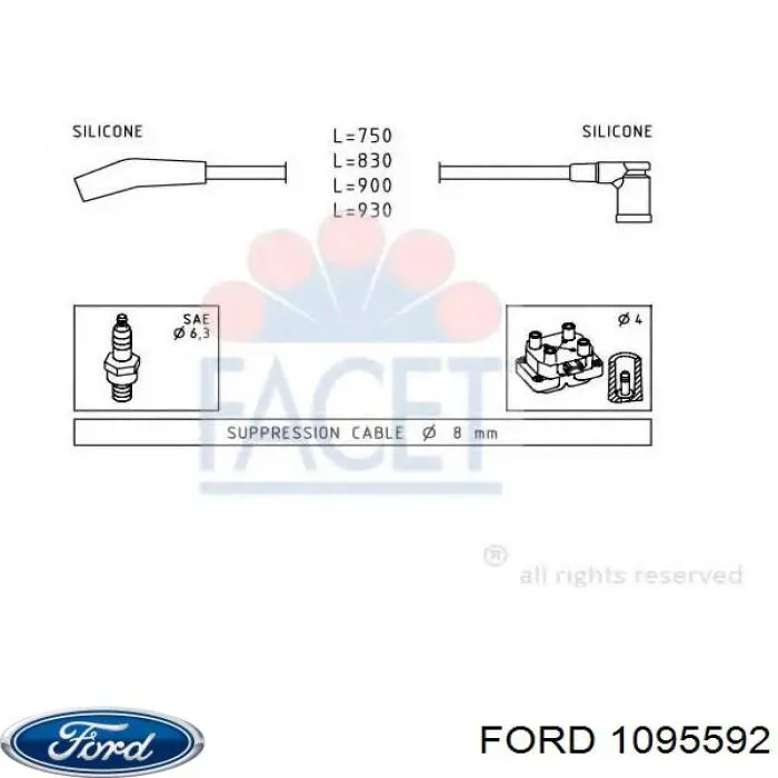 1095592 Ford дріт високовольтні, комплект