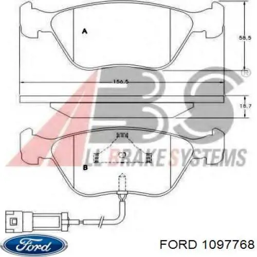 Колодки гальмівні передні, дискові 1097768 Ford