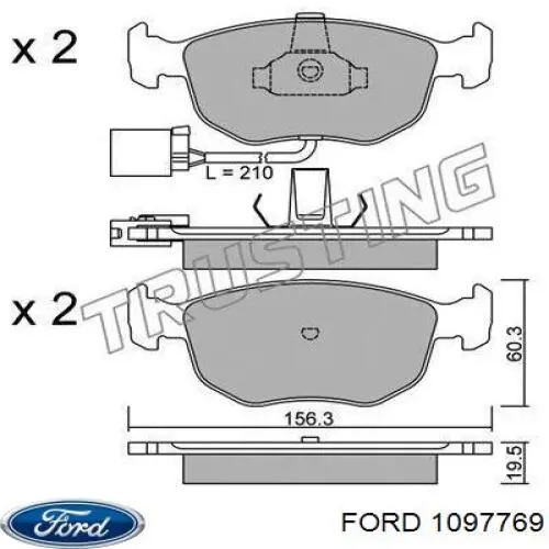 Купити 1097769 Ford Колодки гальмівні передні, дискові