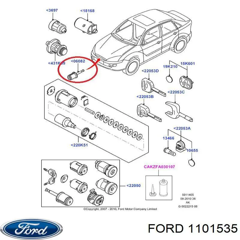 Купити 1101535 Ford Личинка замку капоту