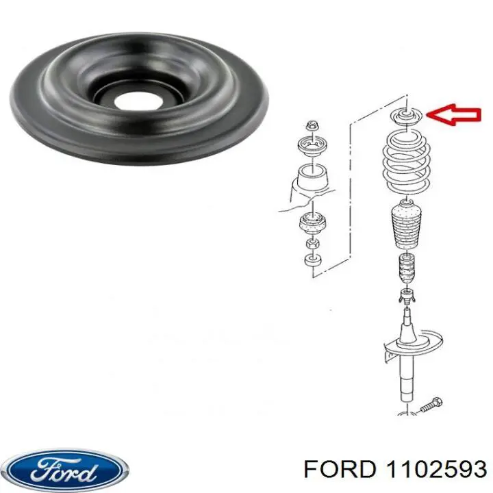 Опорна чашка передньої пружини, верхня Ford 1102593 ціна, від 25.78 USD