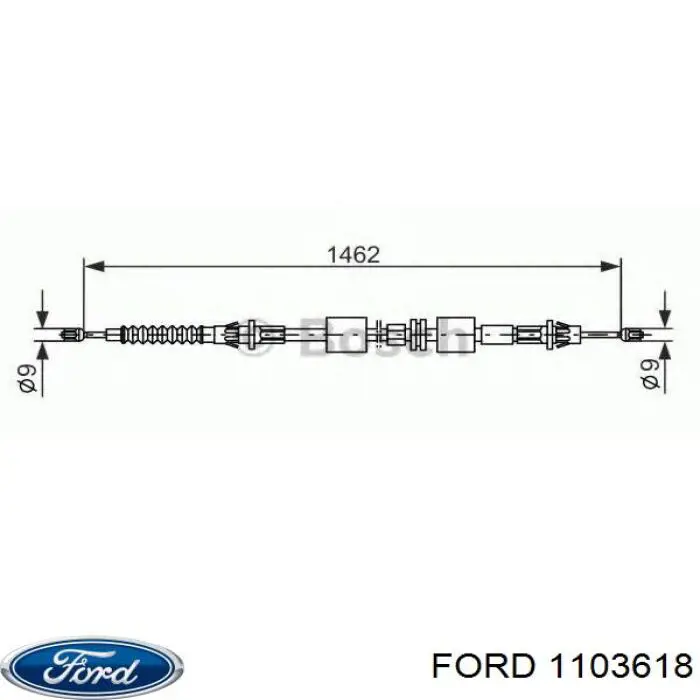 Трос ручного гальма задній, правий/лівий Ford 1103618 ціна, від 11.56 USD