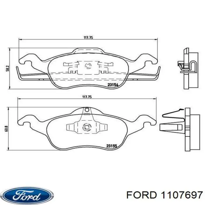 Колодки гальмівні передні, дискові 1107697 Ford