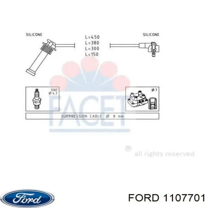 1107701 Ford дріт високовольтні, комплект
