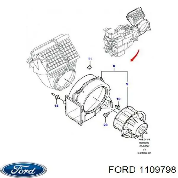 Двигун вентилятора пічки (обігрівача салону) Ford 1109798 ціна, від 56.34 USD