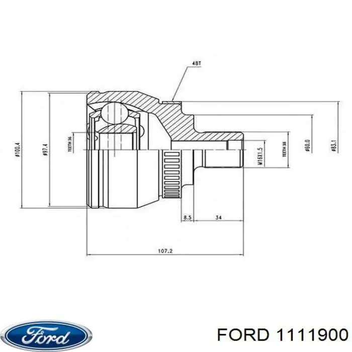 Граната колісна Ford 1111900 ціна, від 31.18 USD