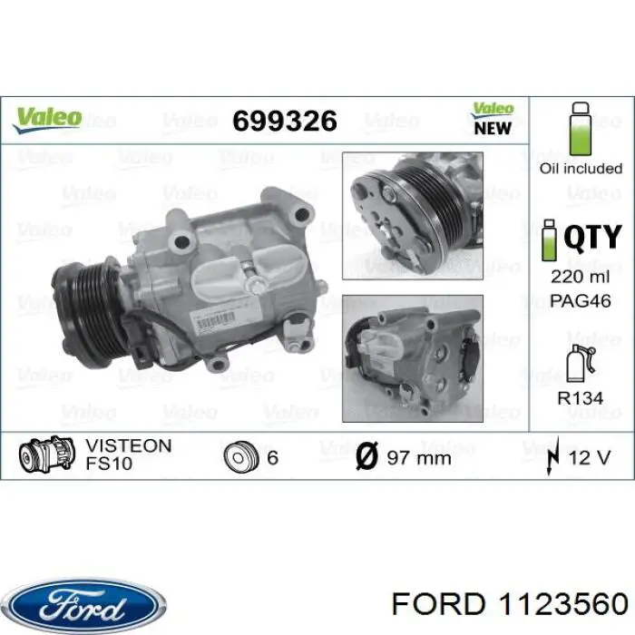 Компресор кондиціонера 1123560 Ford