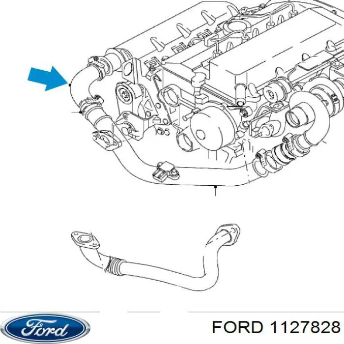 Купити 1127828 Ford Патрубок повітряний, вихід з турбіни (наддув)