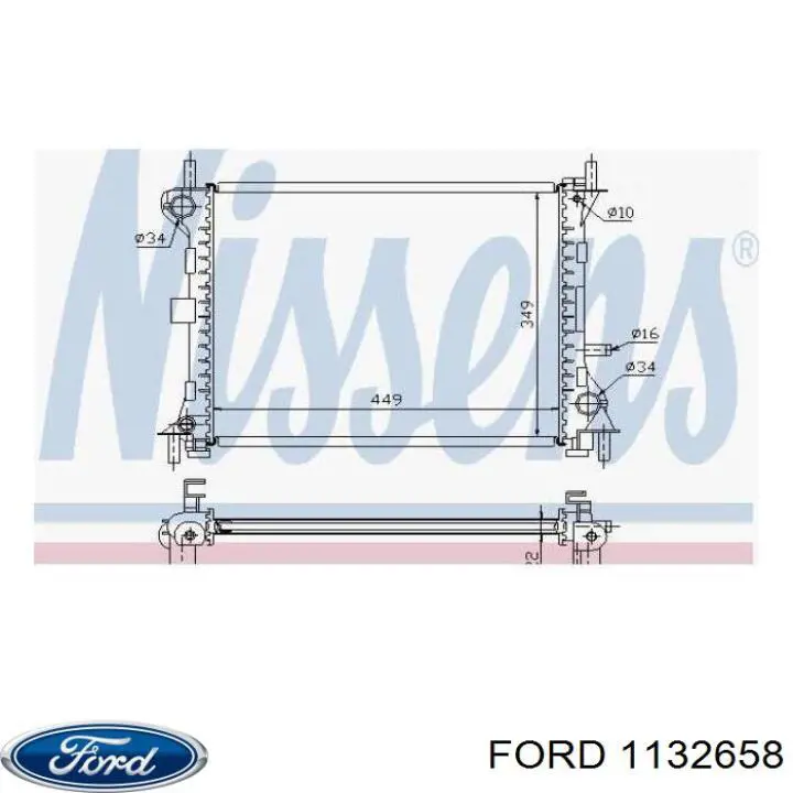 Радіатор охолодження двигуна 1132658 Ford