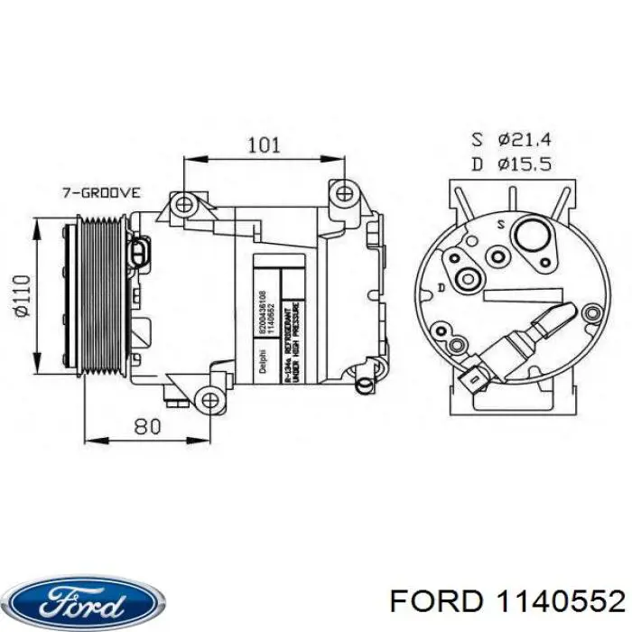 Компресор системи кондиціювання Ford 1140552 ціна, від 306.87 USD