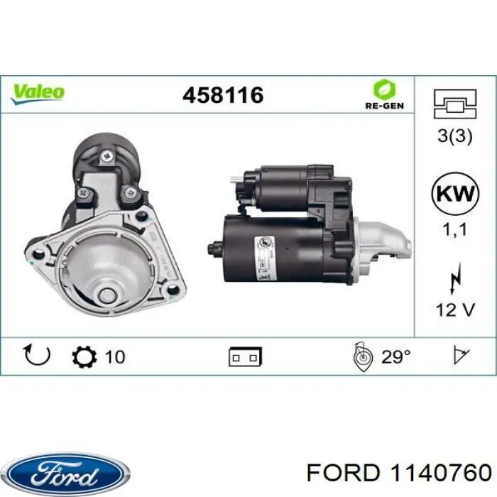 Стартер 1140760 Ford