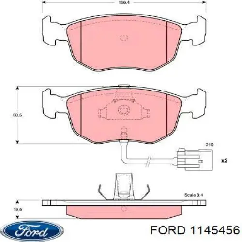 Гальмівні колодки Ford 1145456 ціна, від 21.54 USD