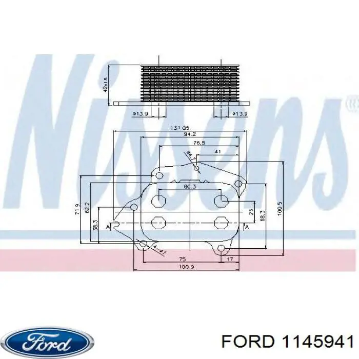 1145941 Ford радіатор масляний (холодильник, під фільтром)