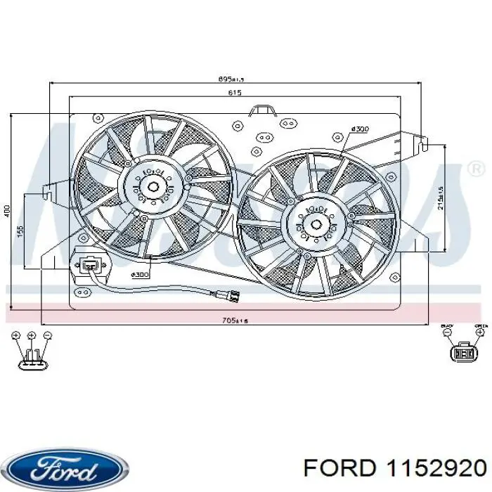 Купити 1152920 Ford Дифузор радіатора охолодження, в зборі з двигуном і крильчаткою