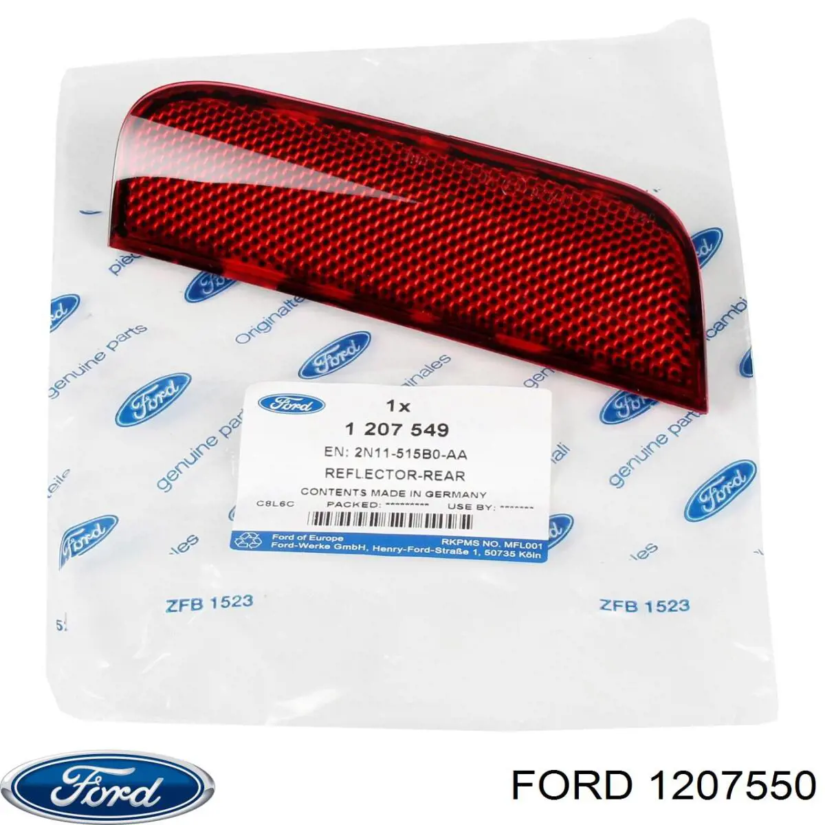 1207550 Ford катафот (відбивач заднього бампера, лівий)