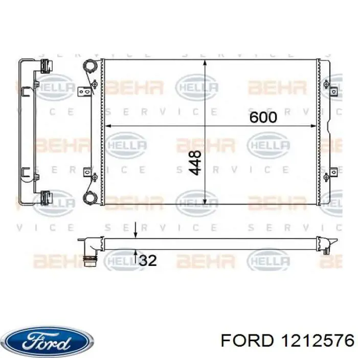 Радіатор охолодження двигуна 1212576 Ford