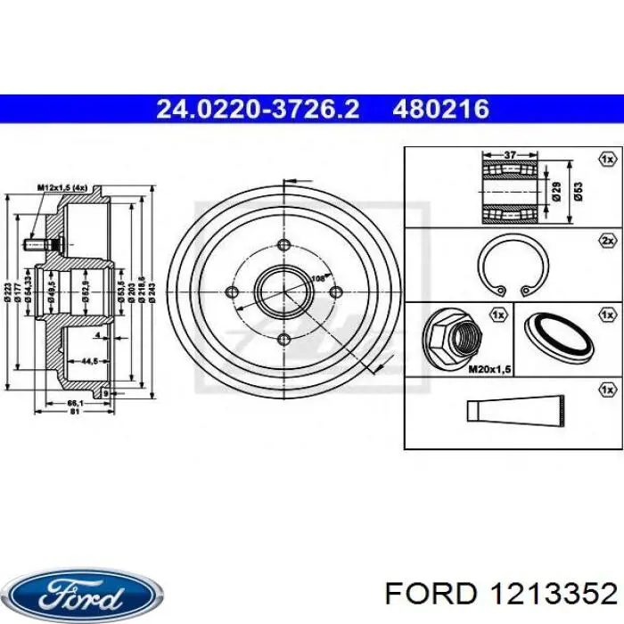 1213352 Ford Барабан гальмівний задній