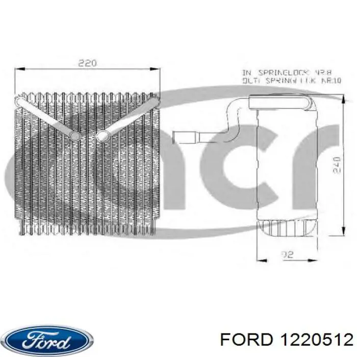 1220512 Ford радіатор кондиціонера салонний, випарник