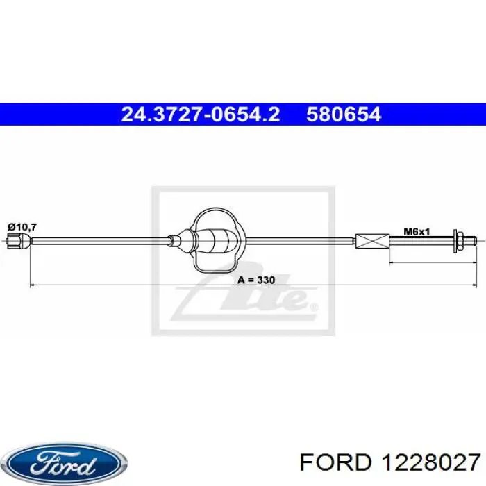 1228027 Ford трос ручного гальма передній