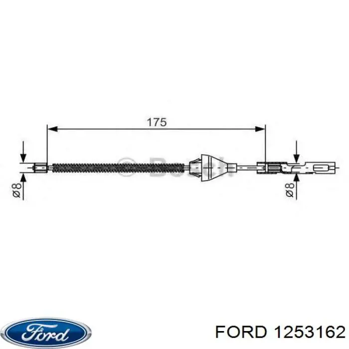 1253162 Ford Трос ручного гальма задній, правий/лівий