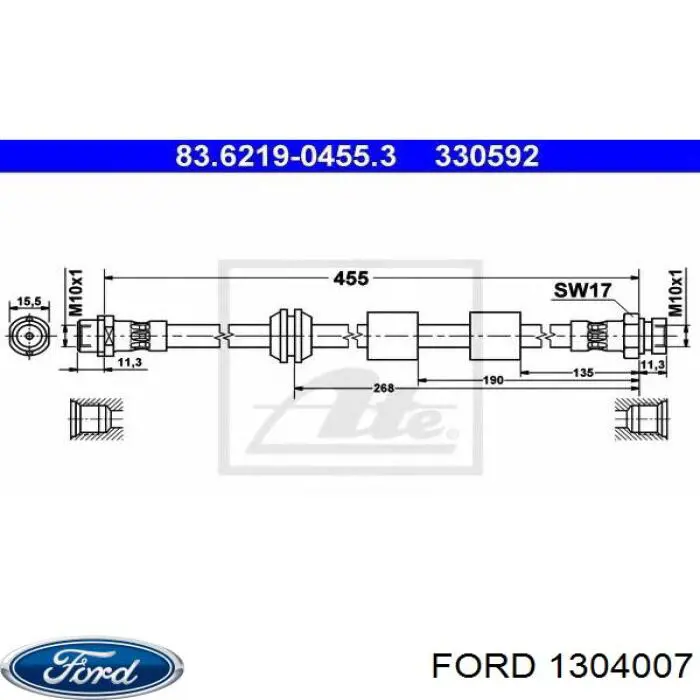 1304007 Ford шланг гальмівний передній