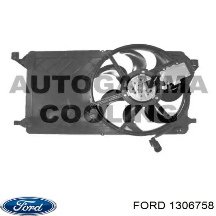 1306758 Ford дифузор радіатора охолодження, в зборі з двигуном і крильчаткою