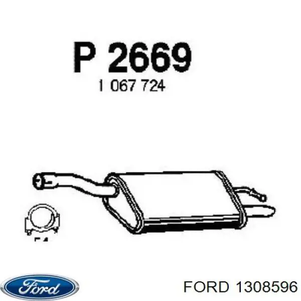 1308596 Ford глушник, задня частина