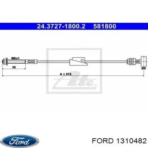 1310482 Ford трос ручного гальма передній