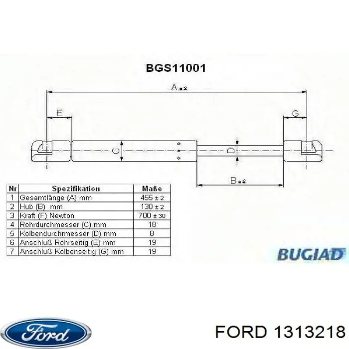 1313218 Ford амортизатор кришки багажника/ двері 3/5-ї задньої
