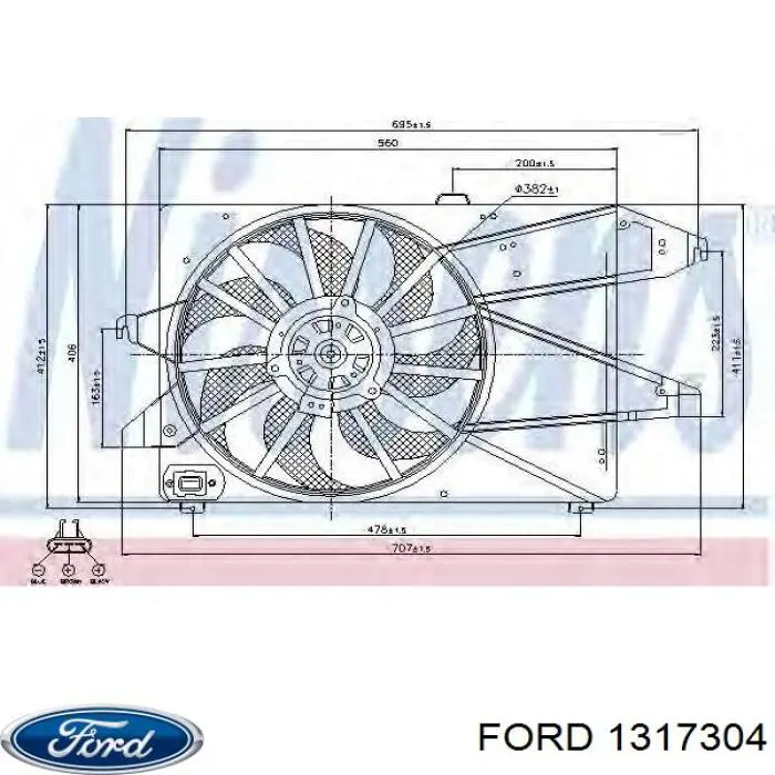 Вентилятор радіатора Ford 1317304 ціна, від 126.32 USD