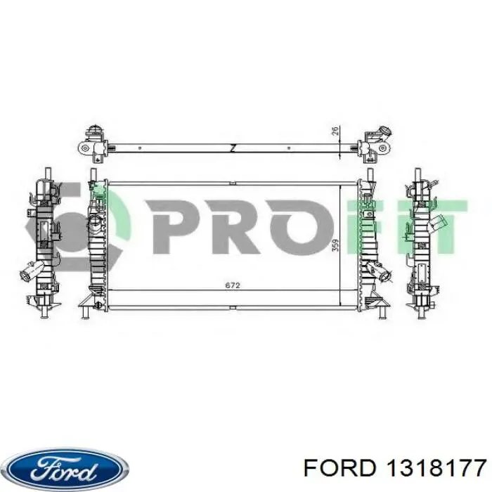 Радіатор основний Ford 1318177 ціна, від 59.89 USD