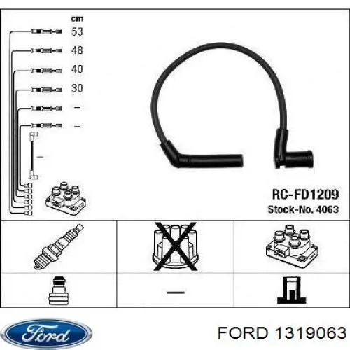 1113154 Ford кабель високовольтний, циліндр №4