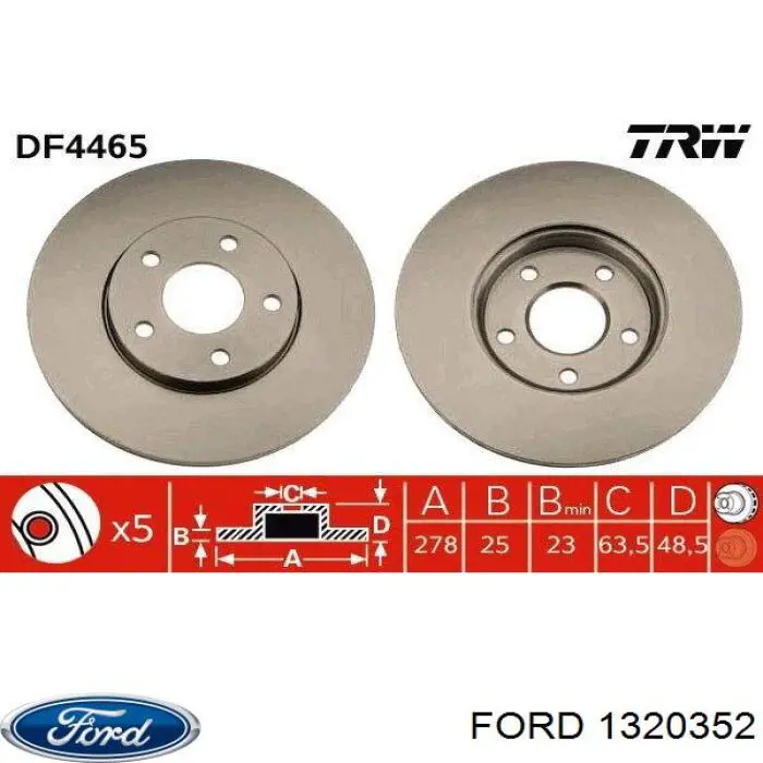1320352 Ford диск гальмівний передній