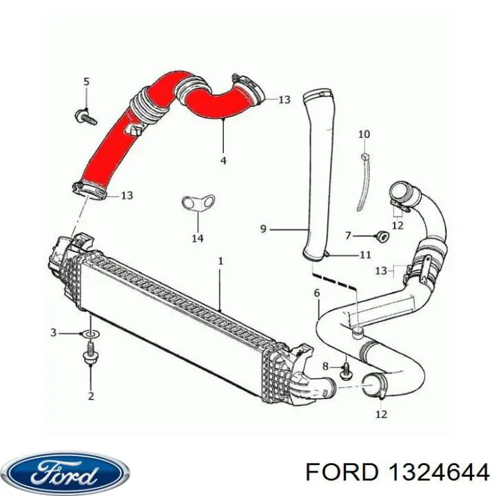 Шланг/патрубок интеркуллера Ford 1324644 ціна, від 38.01 USD