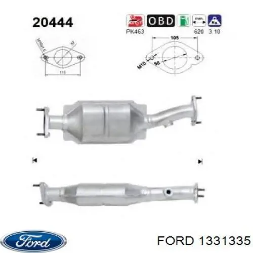Конвертор-каталізатор (каталітичний нейтралізатор) Ford 1331335 ціна, від 179.77 USD
