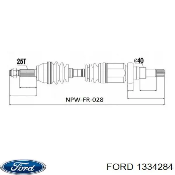 1334284 Ford піввісь (привід передня, права)