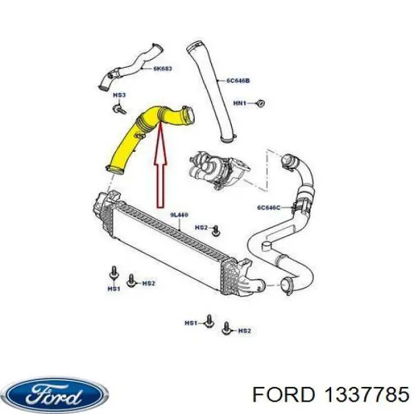 Шланг/патрубок интеркуллера 1337785 Ford